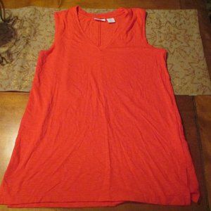Sigrid Olsen MODAL COTTON V NEC Knit Tank Top Coral Pink Soft Women's Small NWOT